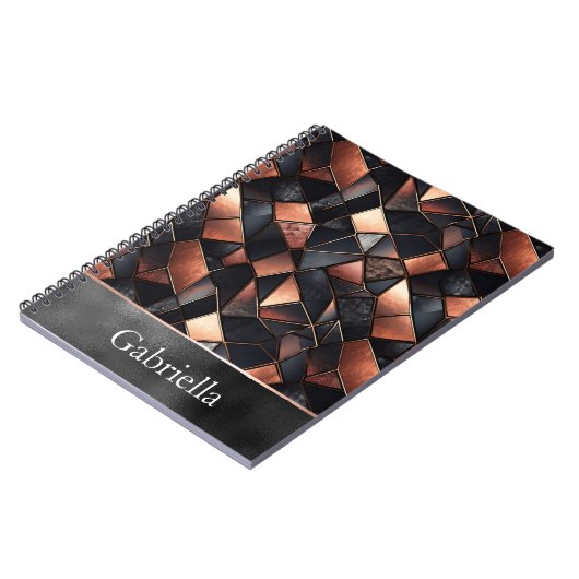 Schwarze Rose Gold Tiles Notizblock (Linke Seite)