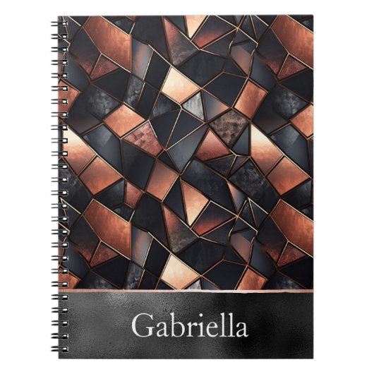 Schwarze Rose Gold Tiles Notizblock (Vorderseite)