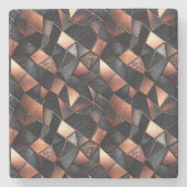 Schwarze Rose Gold Tiles Steinuntersetzer (Vorderseite)