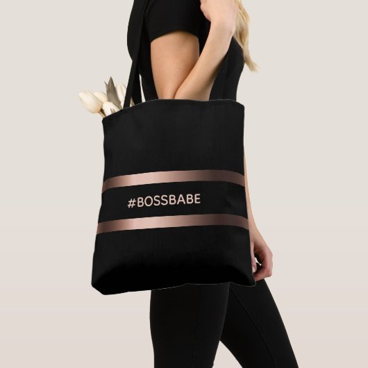 Schwarze Rose Goldbossbabe motivierend Tasche (Von Nahem)