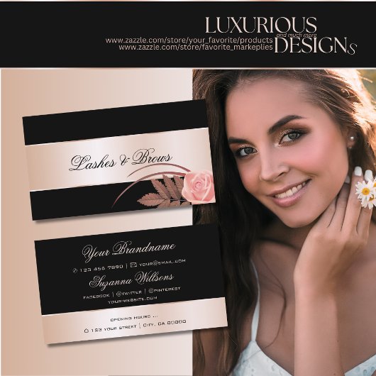 Schwarze Rose Goldene Dekoration Niedliche Blume M Visitenkarte