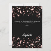Schwarze Rose goldene Sterne Drehbuch danke Karte (Rückseite)