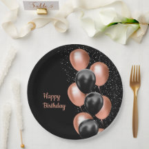 Schwarze Rose Goldener Ballon Chic