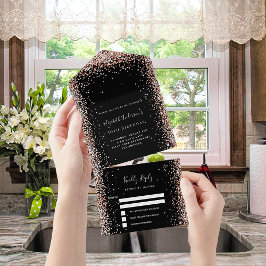 Schwarze Rose Goldrot Glitzer Geburtstag uAwg All In One Einladung