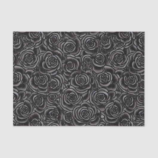 Schwarze Rose Gothic Dark Floral Pattern Whimsigot Seidenpapier (Vorderseite)