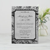 Schwarze Rose Gothic Frame Hochzeitstag Einladung (Stehend Vorderseite)