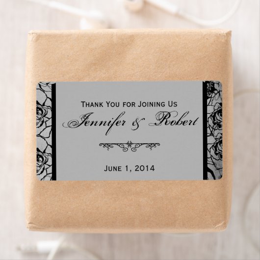 Schwarze Rose Gothic Frame Wasser Flasche Etikett (Insitu)