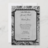 Schwarze Rose Gothic Frame Wedding Einladung (Rückseite)