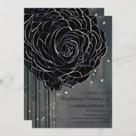 Schwarze Rose Gothic Moody Elegant Handfasting Einladung
