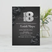 Schwarze Rose Gotik 18. Geburtstag Einladung (Stehend Vorderseite)
