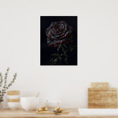 Schwarze Rose — gottisches botanisches Impasto Poster (Küche)