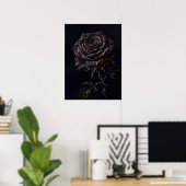 Schwarze Rose — gottisches botanisches Impasto Poster (Heimbüro)