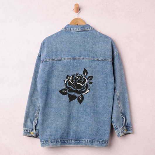 Schwarze Rose Jeansjacke (Hangar)
