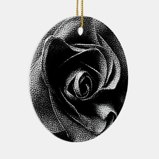 SCHWARZE ROSE KERAMIK ORNAMENT (Rechts)