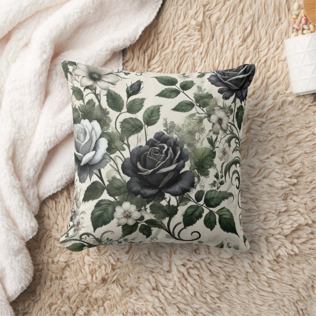 Schwarze Rose Kissen (Decke)
