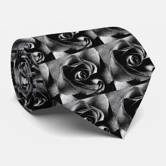 SCHWARZE ROSE KRAWATTE (Gerollt)