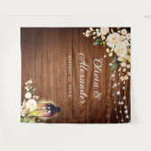 Schwarze Rose Laterne Rustikale Holzverheiratung H Wandteppich (Vorderseite (Horizontal))