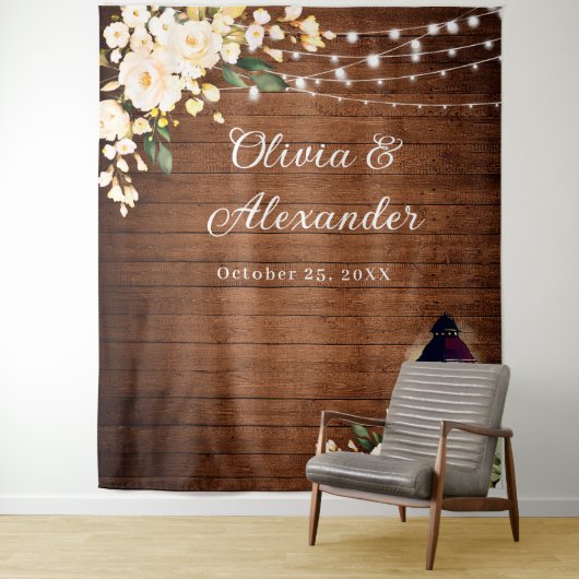 Schwarze Rose Laterne Rustikale Holzverheiratung H Wandteppich (Beispiel)