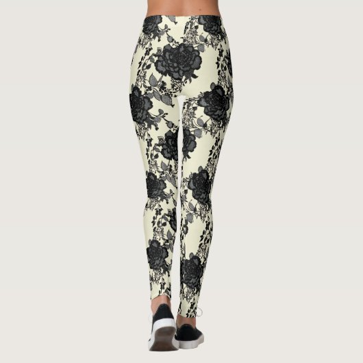 Schwarze Rose Leggings (Rückseite)
