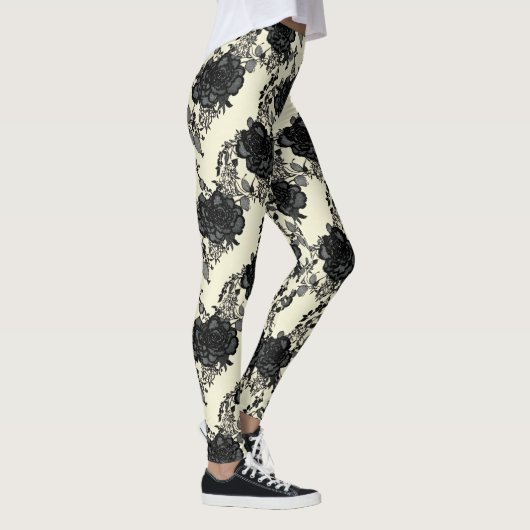 Schwarze Rose Leggings (Rechts)