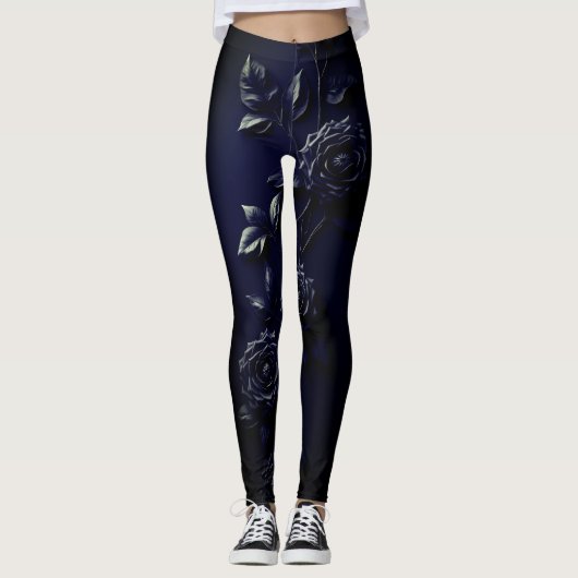 Schwarze Rose Leggings (Vorderseite)