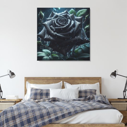 Schwarze Rose Leinwanddruck (Insitu (Schlafzimmer))