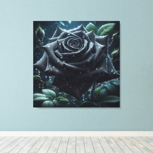Schwarze Rose Leinwanddruck (Insitu (Holzboden))