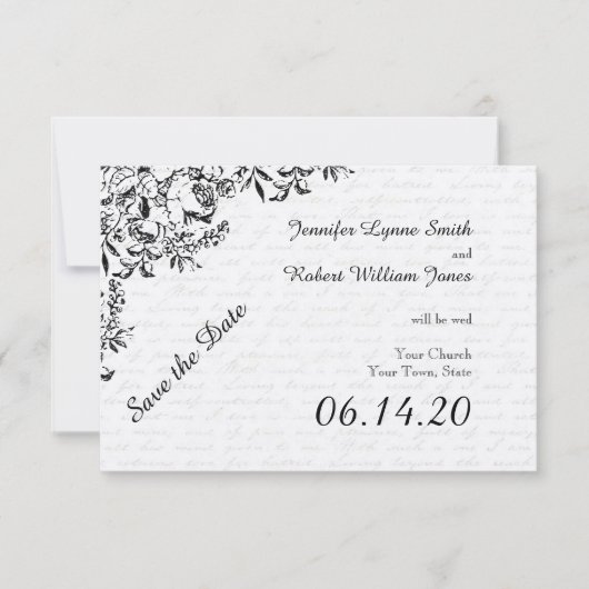 Schwarze Rose Liebe Hochzeitssache speichern das D Save The Date (Vorderseite)