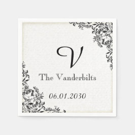 Schwarze Rose Liebe Letter Monogram Wedding Serviette