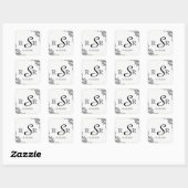 Schwarze Rose Liebe Letter Wedding Monogram Quadratischer Aufkleber (Blatt)