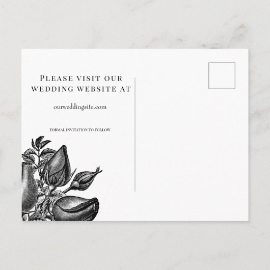 Schwarze Rose Lila Save the Date STD Ankündigungspostkarte (Rückseite)