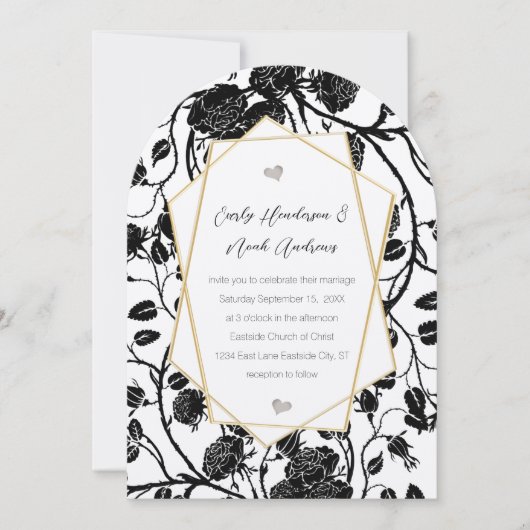 Schwarze Rose - Maßgeschneiderte Farbensehen Einladung (Vorderseite)