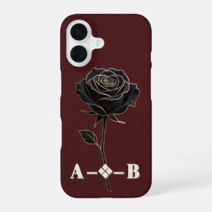 Schwarze Rose mit goldenem Umriss dunkle Luxus-Blu iPhone 16 Hülle