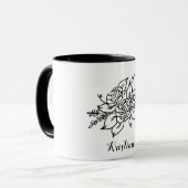 Schwarze Rose mit Name Tasse (Vorderseite Links)