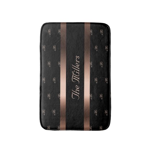 Schwarze Rose, Monogramm Badematte (Vorderseite Vertikal)