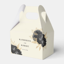 Schwarze Rose-Monogramm-Hochzeit Geschenkschachtel