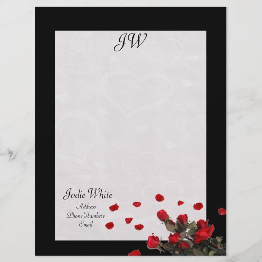 Schwarze Rose - Monogramm Letterhead Briefkopf (Vorderseite)