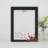 Schwarze Rose - Monogramm Letterhead Briefkopf (Stehend Vorderseite)