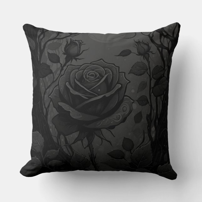 Schwarze Rose Motif 2 Kissen (Vorderseite)