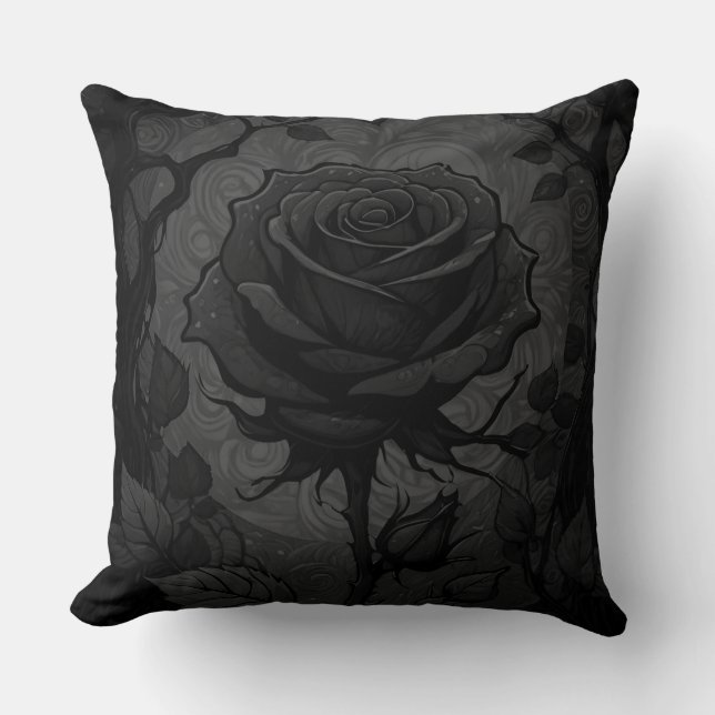 Schwarze Rose Motif 3 Kissen (Vorderseite)