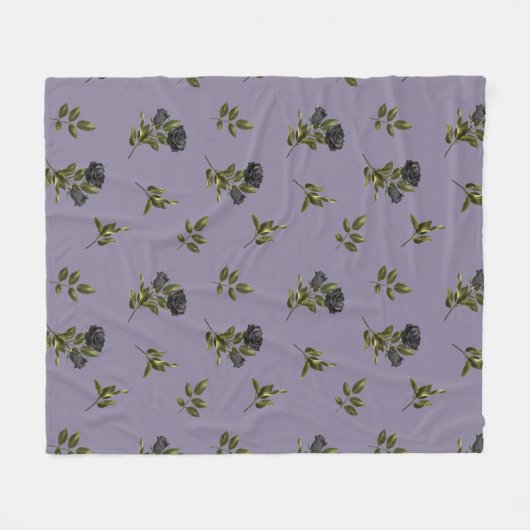 Schwarze Rose Muster Gothic Fleecedecke (Vorderseite (Horizontal))