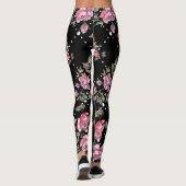 Schwarze Rose Muster Leggings der Frauen (Rückseite)
