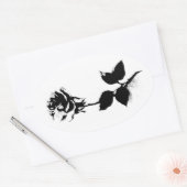 Schwarze Rose Ovaler Aufkleber (Umschlag)