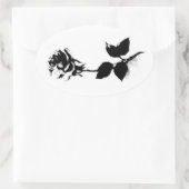 Schwarze Rose Ovaler Aufkleber (Tasche)