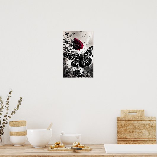 Schwarze Rose Poster (Küche)
