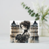 Schwarze Rose Postkarte (Stehend Vorderseite)