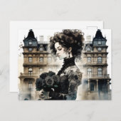 Schwarze Rose Postkarte (Vorne/Hinten)