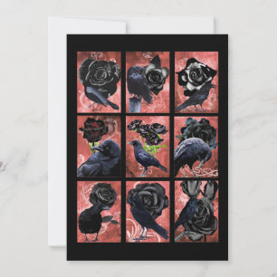 Schwarze Rose-Raben und Krähen Gothic Art Collage