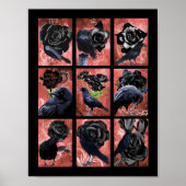 Schwarze Rose-Raben und Krähen Gothic Art Collage Poster (Vorne)