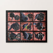 Schwarze Rose-Raben und Krähen Gothic Art Collage Puzzle (Horizontal)